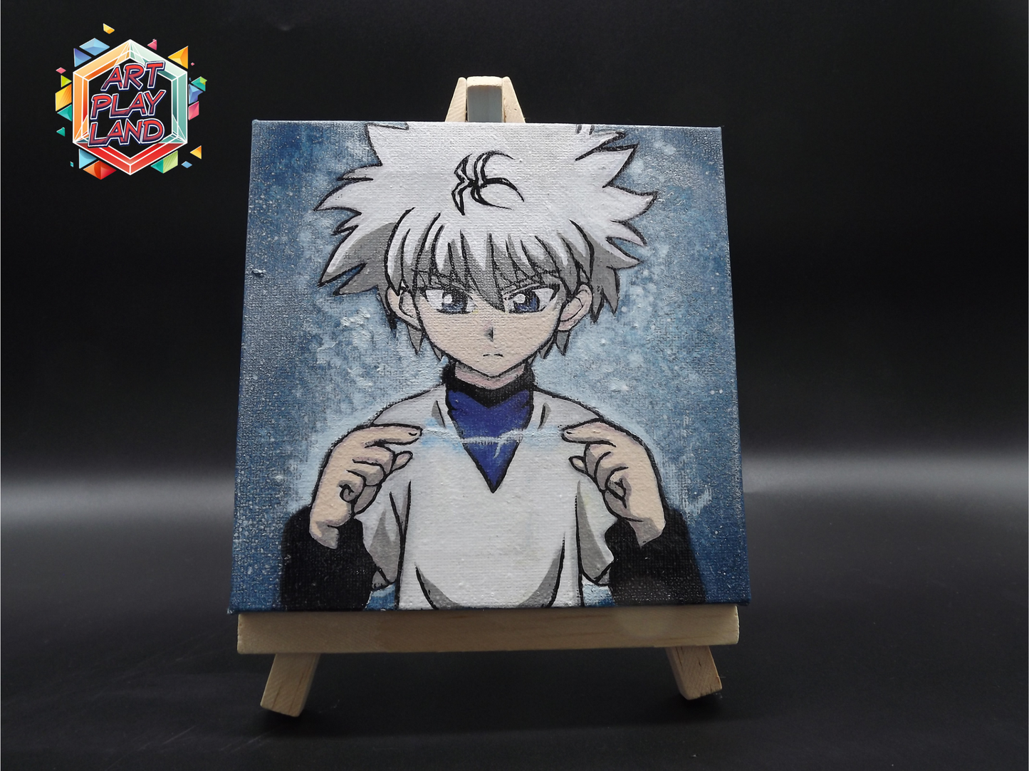 Quadro Kurapika Dipinto a Mano – 15x15 cm, Luminoso al Buio | Arte Anime Unica