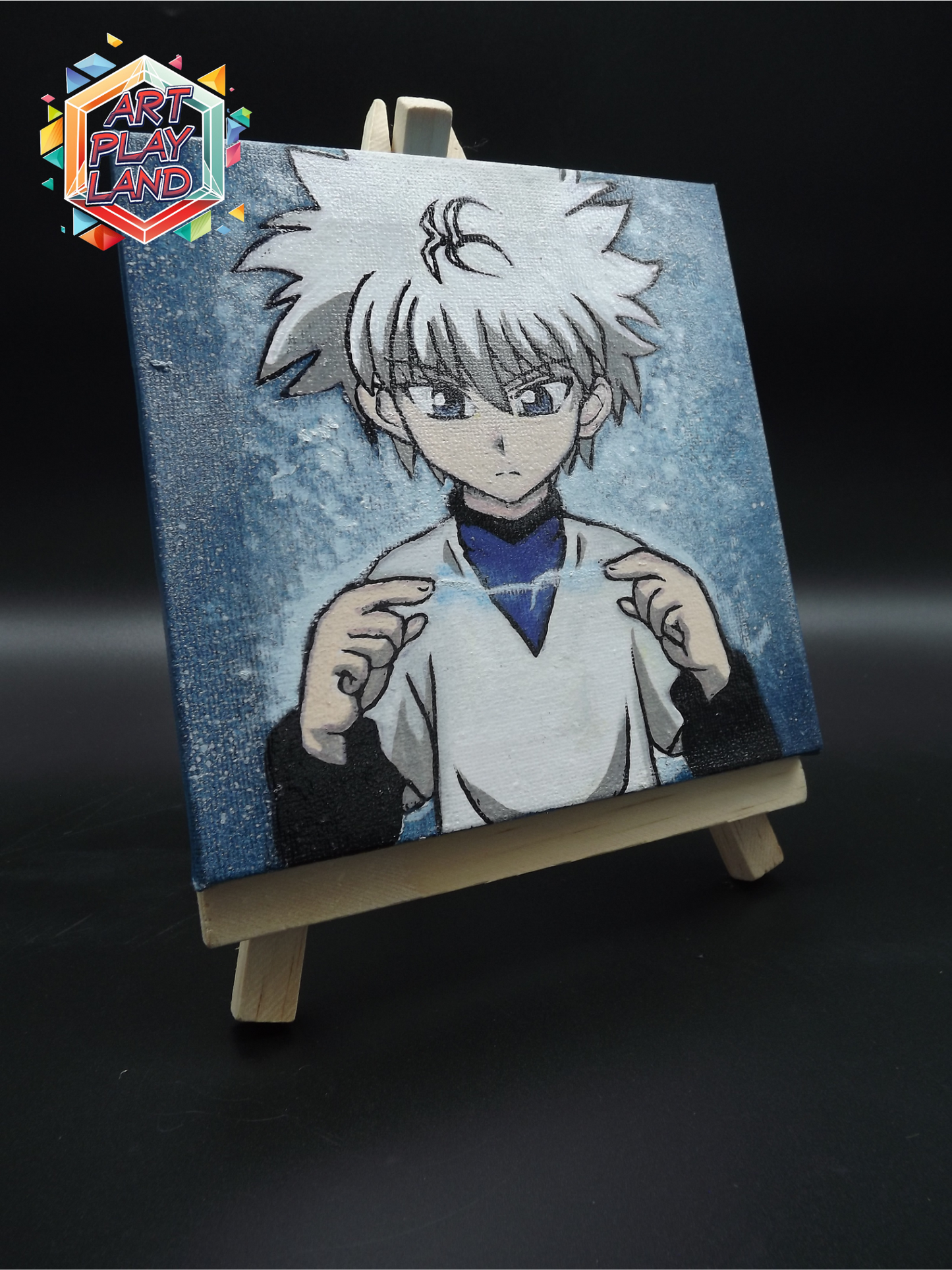 Quadro Kurapika Dipinto a Mano – 15x15 cm, Luminoso al Buio | Arte Anime Unica