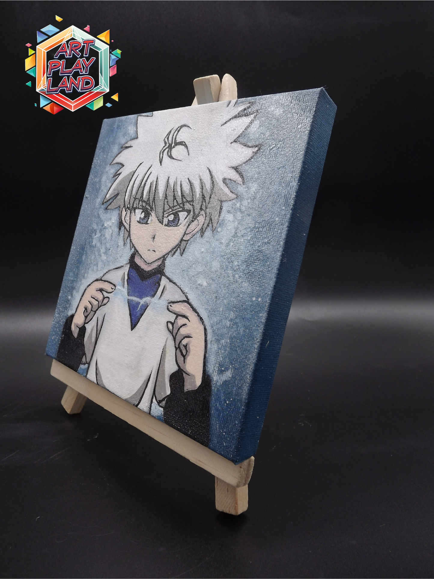 Quadro Kurapika Dipinto a Mano – 15x15 cm, Luminoso al Buio | Arte Anime Unica